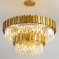 Lampe suspendue ronde en métal moderne personnalisée, grande, pour hôtel, chambre à coucher, salon, plafonnier, LED, cristal K9, lustre de luxe