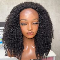 Perruque mi-tête bouclée crépue de 20 pouces, densité 200 %, sans colle, prête à porter, avec bandeau intégré, idéale pour les débutantes, perruques 3-en-1 pour femmes