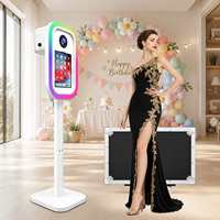 Cabina de Fotos Portátil con Cámara DSLR, Marco Metálico Ovalado, Impresión Instantánea, Compatible con iPad, para Fiestas de Cumpleaños
