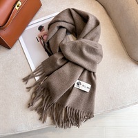 Nouvelle écharpe longue épaisse et chaude pour femme adulte, couleur unie, toutes saisons, avec longues franges