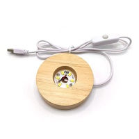 Lampe de chevet à LED en bois de hêtre massif avec base en boule de cristal, double température (blanc/chaud), support de lampe USB 5V pour bureau