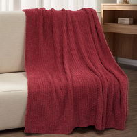 Vente flash - Couverture en microfibre écologique rouge à carreaux, style United Fashion, tricotée, certifiée OEKO-TEX, pour toutes les saisons