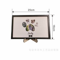 Cadre photo en bois de tilleul avec empreinte de patte de chien, ornement personnalisé, décoration murale, cadeau pour la fête de Qixi
