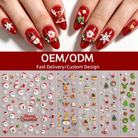 Autocollants pour ongles en relief 5D RTS, arbre de Noël, or et argent irisés, pour les fêtes de fin d'année