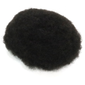 6mm Afro Toupee Curl Indian Remy Hair <strong>Wig</strong> with Polyskin Base for <strong>Men</strong> - Product Image 4