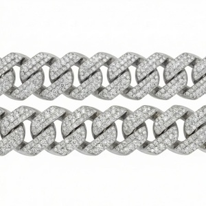 Collier chaîne cubaine en argent sterling 925 avec moissanite, plaqué rhodium, coupe brillante ronde, bijoux hip-hop - Product Image 2