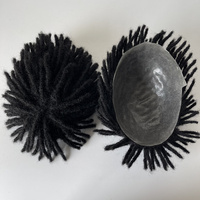 Sistem Rambut Dreadlock Hitam Grosir untuk Pria, Topper Berbahan Kulit, Wig Dread Locs dengan Basis Poli, Toupee Pria dengan Rambut Pendek