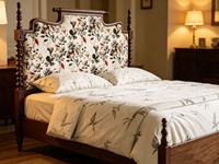 Lit de rangement Queen Size haut de gamme en bois foncé avec têtes de lit réglables en tissu floral, luxueux, écologique et assemblé