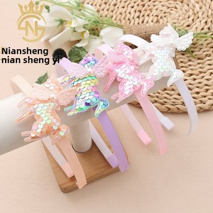 Serre-<span class=keywords><strong>tête</strong></span> Licorne Princesse en Tissu Fait Main pour Enfants Européens et Américains, avec Paillettes et Motifs de Dessins Animés, Mignon et Doux pour les Cheveux des Filles - Product Image 3