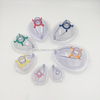 Masque facial médical jetable en PVC transparent à usage unique avec valve supérieure pour anesthésie et respiration d'oxygène