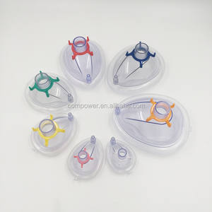 <span class=keywords><strong>Masque</strong></span> facial médical jetable en PVC transparent à usage unique avec valve supérieure pour anesthésie et respiration d'oxygène - Product Image 3