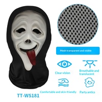 Masque de tête d'horreur drôle et effrayant, nouveau style importé, en maille respirante, masque de tête de mort fantôme pour fête d'Halloween, masque de farce