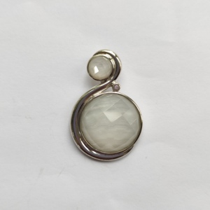 Colgante de Plata 925 con Ágata Azul y Cuarzo - Product Image 1