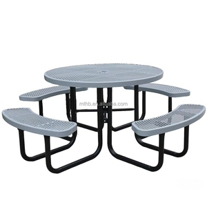 <span class=keywords><strong>Table</strong></span> de pique-nique commerciale bleue en métal 6 pieds 8 pieds de long avec banc extérieur <span class=keywords><strong>Table</strong></span> de patio extérieure en acier à mailles <span class=keywords><strong>Table</strong></span> de <span class=keywords><strong>camping</strong></span> pour dîner - Product Image 6