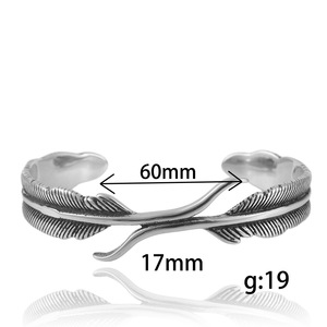 yunnique Feather Design Titanium Steel Open Cuff <b>Bracelet</b> For Women Men Jewelry Fashion Accessory - Product Image 5