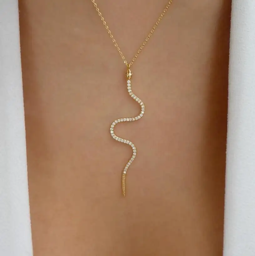 Snake Pendant Necklace Fashion Long Necklace Sweater Chain Neck Chain Female