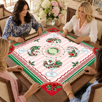 Tapis de Mahjong Vintage de Noël avec motif Père Noël, rennes, couronne et ruban, tapis de jeu de table, tapis de jeu festif, cadeau pour la maison et les fêtes