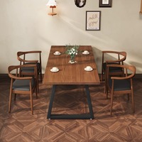 Table à manger rectangulaire moderne en bois pour 6 à 8 personnes, ensemble de meubles de restaurant et de restauration rapide