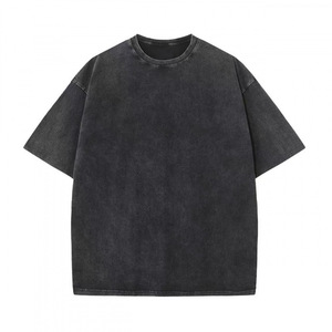 T-shirt en coton délavé vintage surdimensionné pour homme, col rond, manches courtes, séchage rapide, logo personnalisé, streetwear décontracté - Product Image 5