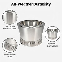 Brasero sans fumée portable en acier inoxydable 304, poêle à bois à combustion secondaire, chauffage de patio, extérieur, jardin