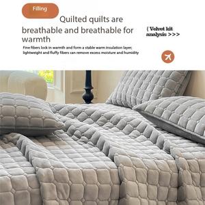 Juego de Ropa de <span class=keywords><strong>Cama</strong></span> Acolchada de Terciopelo de Color Sólido, con Funda de Terciopelo Coral y Sábana de Terciopelo Acolchada con Algodón, Gruesa y Cálida - Product Image 5