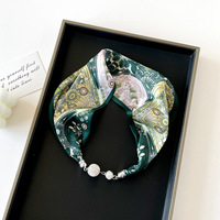 Nouvelle Écharpe en Soie à Boucle Magnétique, Pendentif Polyvalent, Collier Multifonctionnel, Foulard sans Nœuds, Écharpe en Soie Très Vendue
