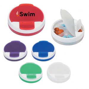 Boîte de rangement pour pilules personnalisée, mini, portable, ronde, en plastique, avec 4 compartiments - Product Image 1