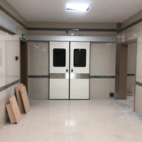 Porte de salle d'opération d'hôpital, cadre en alliage d'aluminium, design minimaliste, fonctionnement automatique par capteur, hermétique pour salle blanche médicale
