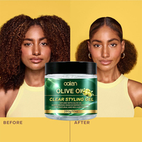 Gel Coiffant Transparent à l'Huile d'Olive 280g pour Cheveux Bouclés et Ondulés, Fixation Longue Durée, Lissant, Marque Privée