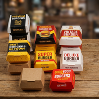 Boîte à hamburger biodégradable en forme de coquille de palourde, emballage en papier pour hot-dogs à emporter, boîte à burger personnalisée