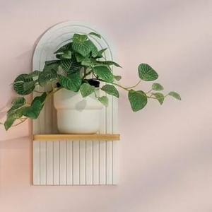 Mensola da Parete <span class=keywords><strong>in</strong></span> Pino a Due Livelli Stile Bohémien con Ganci, Facile Montaggio, <span class=keywords><strong>Portapiante</strong></span> <span class=keywords><strong>in</strong></span> <span class=keywords><strong>Legno</strong></span> e Organizzatore da Parete per Arredamento Casa - Product Image 6