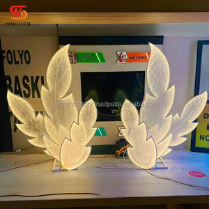 LEDA Party Events Decoration <b>Props</b> Warm Light Glowing Backdrop LED Metal Leaves Background Stand for <b>Wedding</b> - Product Image 3