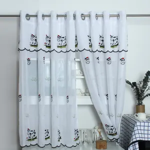 Bauernhaus schöne Stickerei niedlicher Milch Kuhleinen-Blick Küche Cafe kurze Fenster Vorhang-Sets für die Küche