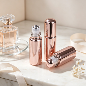 1ml 2ml 3ml 5ml Empty Rose Gold Glass Roll-on <b>Bottles</b> with <b>Dropper</b> Sealing Screen Printed for Essential Oil - Product Image 3