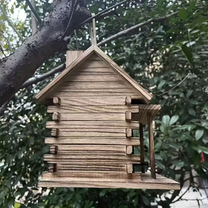 1 pièce Niche à oiseaux en bois carbonisé rétro, design vieilli à suspendre, pour colibris et autres petits oiseaux - Product Image 6