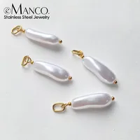 Breloques en perles plaquées or en acier inoxydable EMANCO, style romantique, éléments en perles d'imitation, bijoux DIY pour femmes, vente directe d'usine