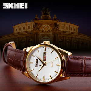 Montre chronographe ronde pour homme, bracelet en cuir de luxe, montre à quartz étanche 30M - Product Image 2