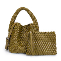 Handgemaakte geweven schoudertassen voor dames, schattige hobo-tote handtas, mini clutch portemonnee met magneetsluiting, crossbody telefoon tas