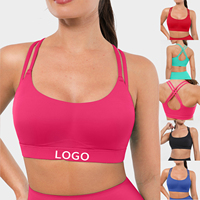 Soutien-gorge de sport léger Vractive respirant avec logo personnalisé, bretelles croisées, coussinets amovibles, maintien moyen, coupe courte, vente en gros