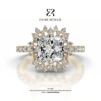 Bague en argent 925 plaqué or 18 carats, 2 carats, motif soleil, halo, princesse, sertie de moissanite VVS, bijoux personnalisés pour femme, soirée cocktail