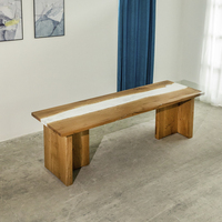 Table de bureau et de salle à manger en bois massif et dessus de table en résine époxy