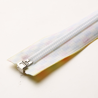 SBS # 7 Fermetures éclair invisibles écologiques à curseur réversible, dents transparentes, extrémité ouverte, tirette inversée, bande multicolore en nylon, pour streetwear