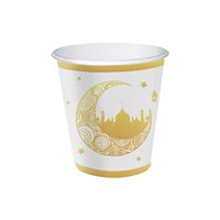 114 pièces de fournitures pour fête de l'Aïd Moubarak dorées, assiettes et gobelets jetables pour le Ramadan, ensemble de vaisselle pour la fête de l'Aïd Moubarak, pour 24 personnes