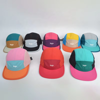Casquettes de camping 5 panneaux en nylon ajustables personnalisées, non structurées, avec trous découpés au laser, pour le running et le camping