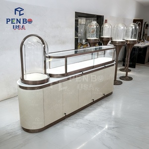 Vitrine de présentation de bijoux en porcelaine flexible, moderne, avec armoire en verre et éclairage LED pour boutique - Product Image 4