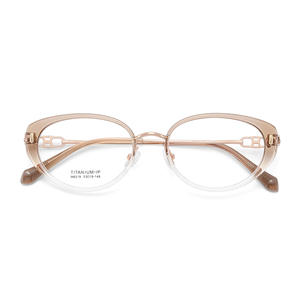 Elegantes Monturas de Gafas de Ojo de Gato, Titanio IP 6219, Montura Completa Ovalada, Ligeras, Unisex, Lentes de Resina - Product Image 3