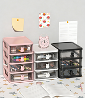 Organisateur de tiroir transparent en forme de lapin de dessin animé JX - Mini boîte de rangement de bureau multifonctionnelle pour papeterie, cosmétiques et petits objets