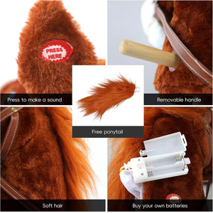 B269 <span class=keywords><strong>Caballo</strong></span> de palo de peluche con ruedas de madera Sonidos de galope de <span class=keywords><strong>relincho</strong></span> real Animal de juguete en un palo Proporciona diversión Juego de simulación <span class=keywords><strong>Caballo</strong></span> de juguete - Product Image 4