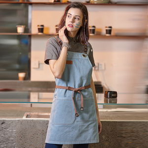 Hàn Quốc Phong Cách Tinh Khiết Bông Vải Bib Tay Tạp Dề Chất Lượng Cao Không Thấm Nước Có Thể Giặt Cho Nam Giới Phụ Nữ Trong Nhà Bếp Làm Sạch Nướng - Product Image 4