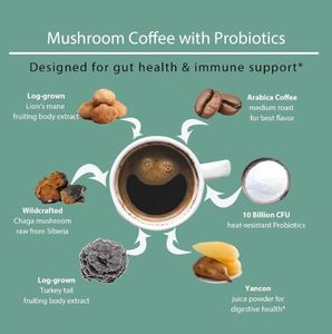 QST-085 OEM 개인 라벨 Ganoderma 커피 인스턴트 Reishi 버섯 커피 추출물 분말 유기농 라이온스 갈기 버섯 커피 - Product Image 2